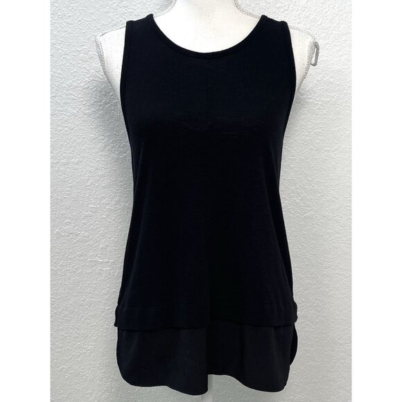 J.CREW Womens SMALL Black Lagenlook Knit TANK TOP Keyhole Relaxed Boho J1050 EUC - Picture 1 of 7